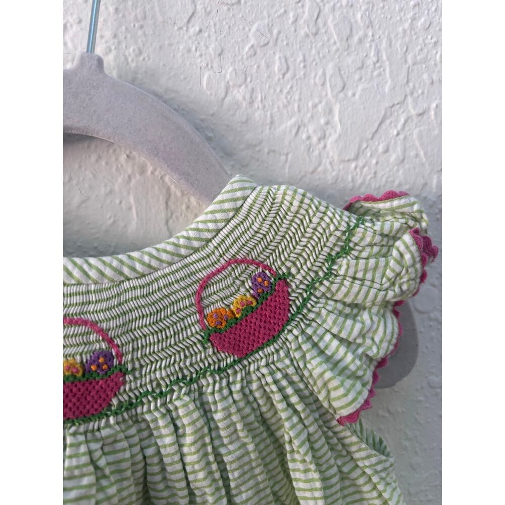 Vive La Fete $80 Easter Basket Stripe Smocked Stitched Toddler Dress 18 months - Picture 4 of 4